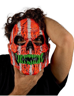 Máscara para disfraz de calavera efecto neón naranja Urban Mask Máscara para disfraz de calavera efecto neón naranja Urban Mask