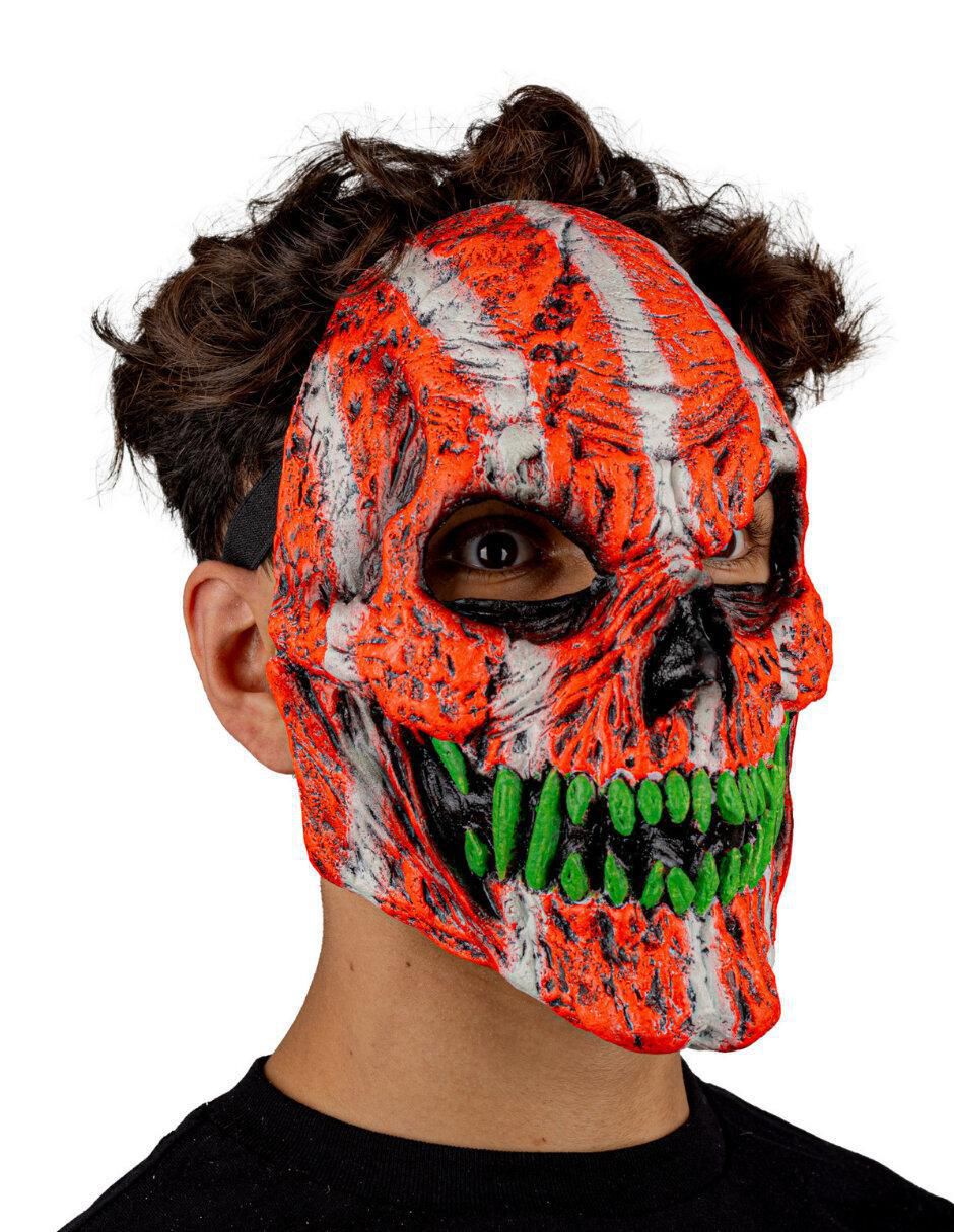 Máscara para disfraz de calavera efecto neón naranja Urban Mask 5