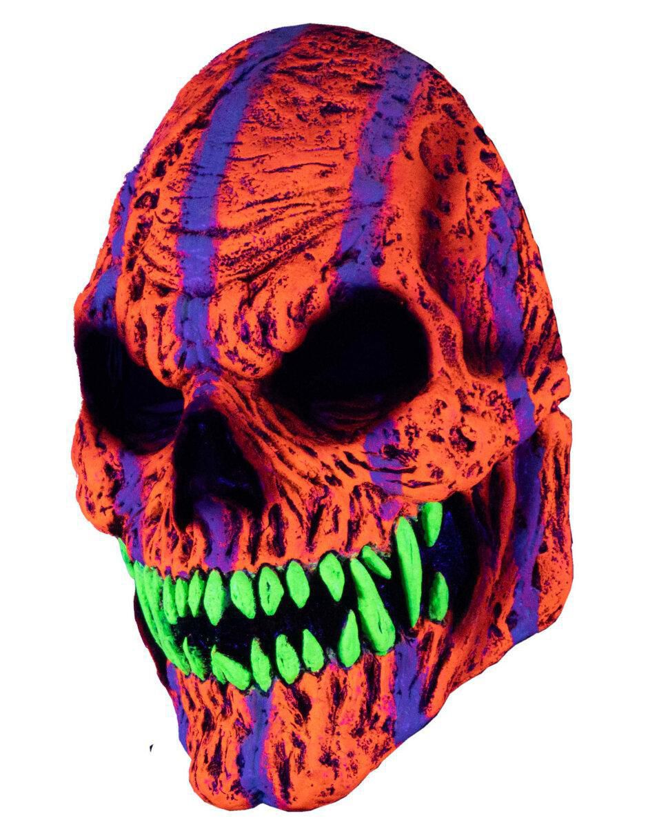 Máscara para disfraz de calavera efecto neón naranja Urban Mask 6