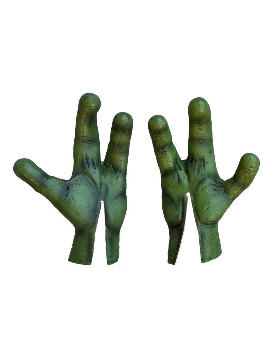 Guantes para disfraz de manos extraterrestre verde 3