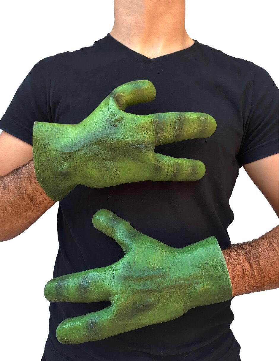 Guantes para disfraz de manos extraterrestre verde 2
