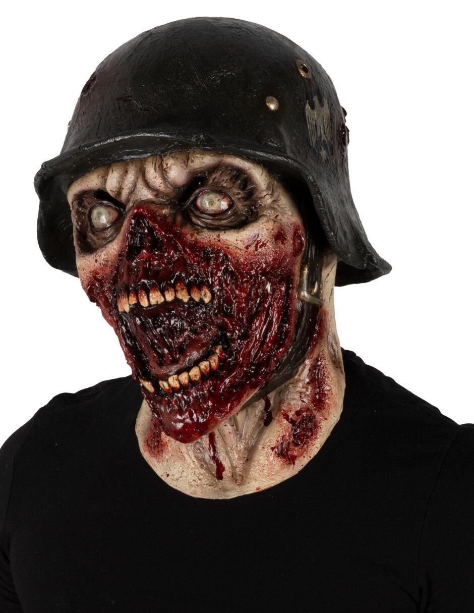 Máscara para disfraz de soldado sangriento zombie 3