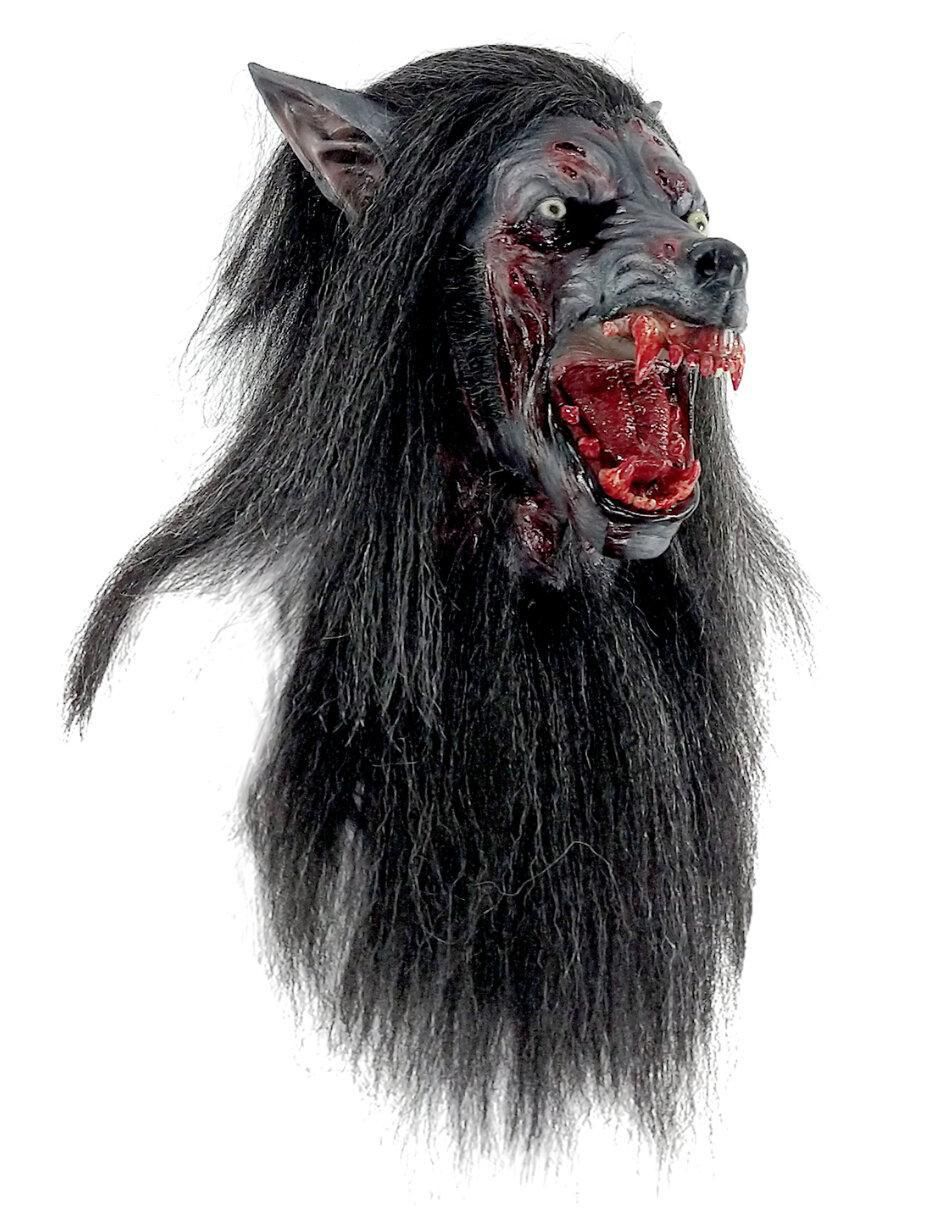 Máscara para disfraz de lobo negro despiadado werewolves