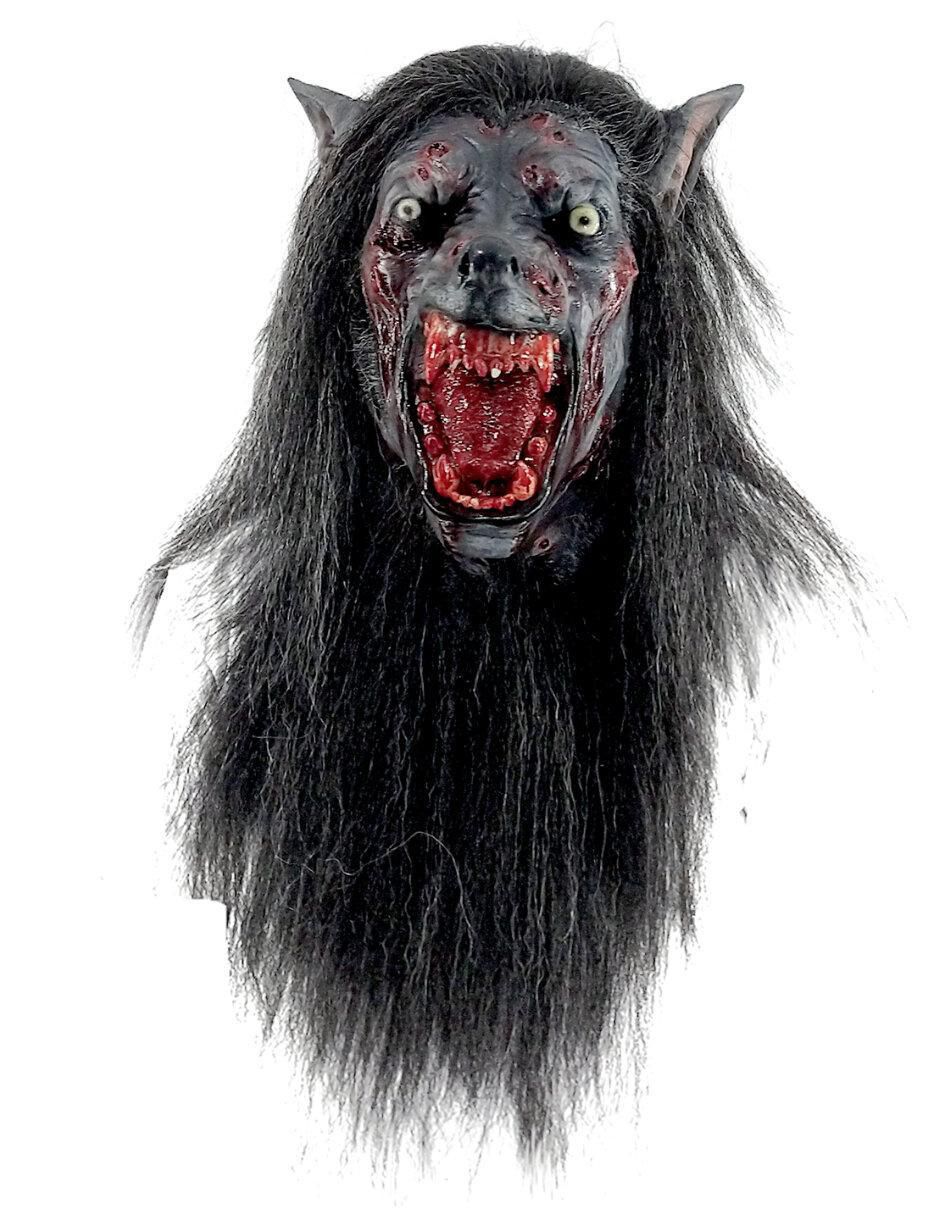 Máscara para disfraz de lobo negro despiadado werewolves
