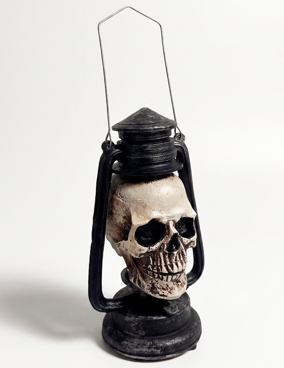 Figura decorativa de halloween con forma de lámpara de cráneo