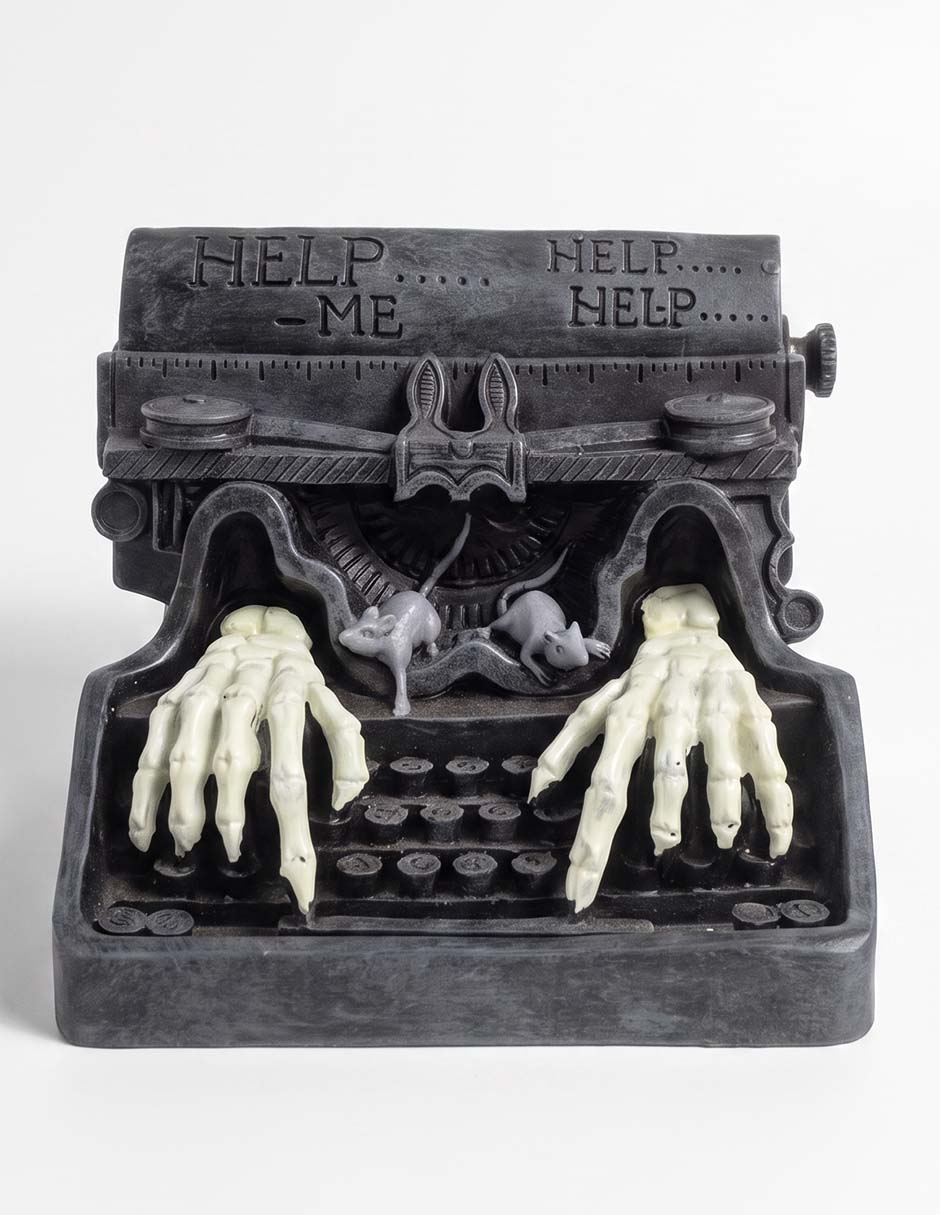 Figura decorativa de halloween con forma de máquina de escribir 1
