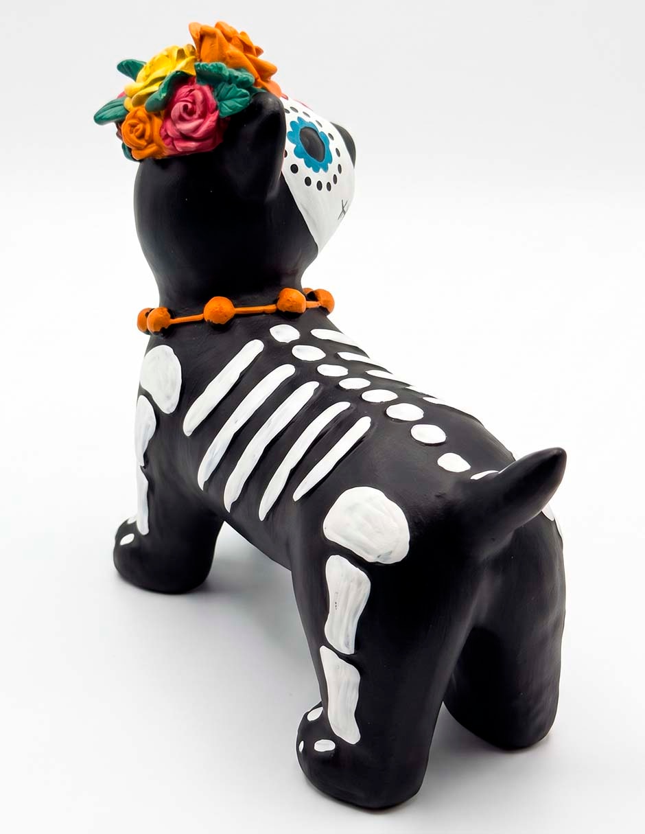 Figura decorativa día de muertos con forma de perro catrín 2
