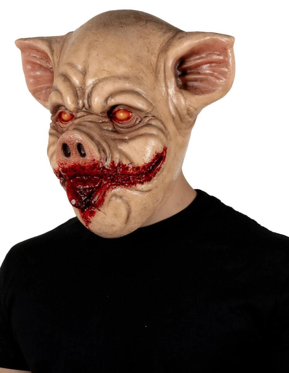 Máscara para disfraz de cerdo asesino creepy 4