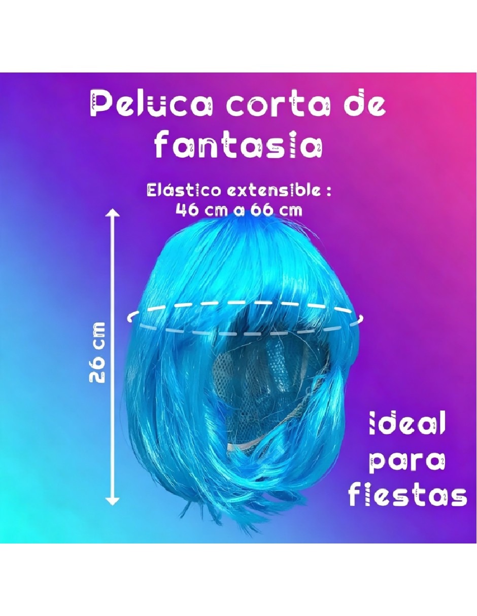 Peluca para disfraz lacia de cabello corto 4