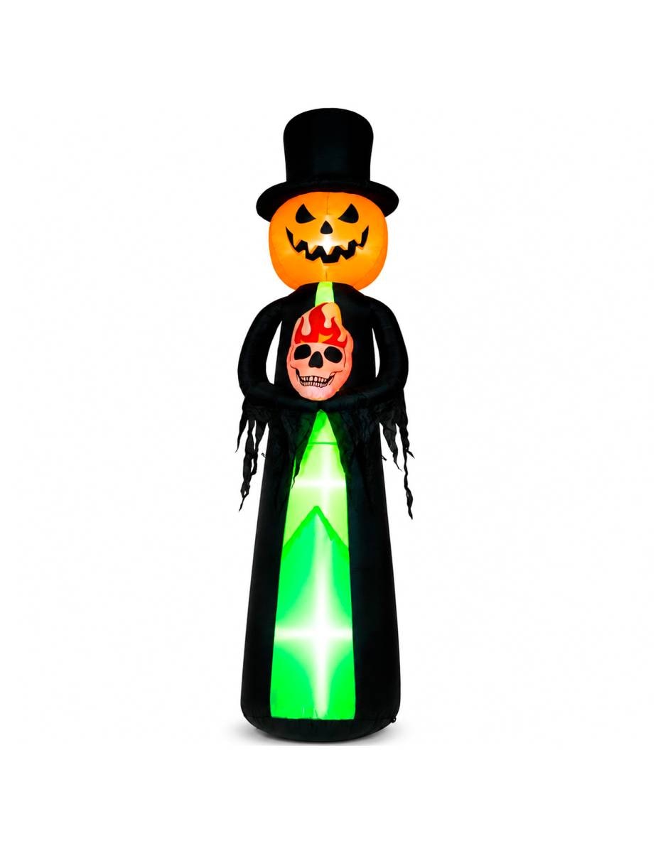 Figura decorativa con forma de calabaza con esqueleto