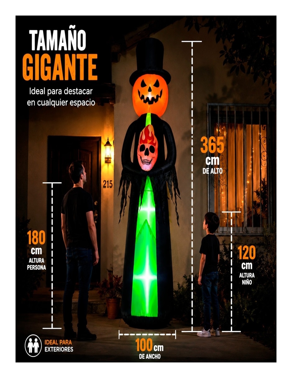 Figura decorativa con forma de calabaza con esqueleto 9