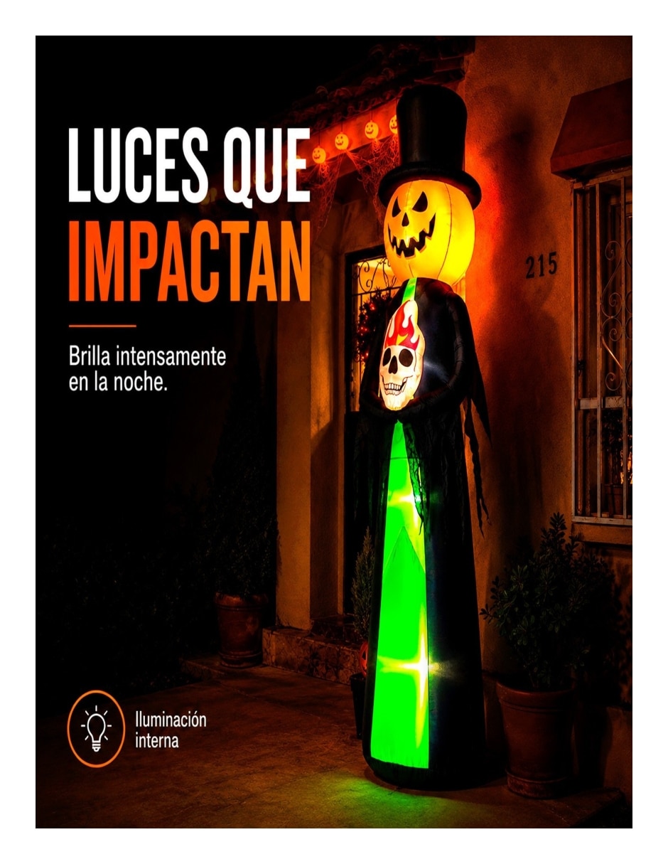 Figura decorativa con forma de calabaza con esqueleto 3