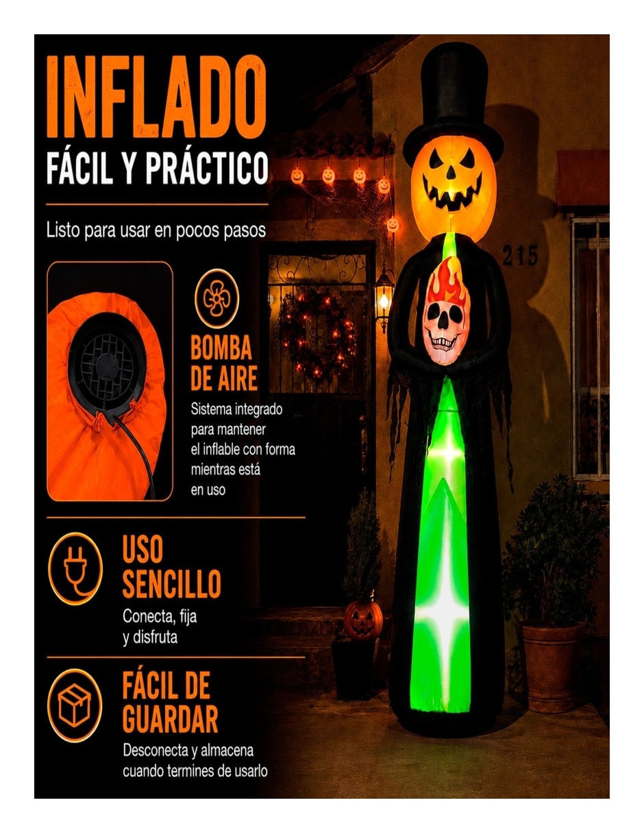 Figura decorativa con forma de calabaza con esqueleto 5