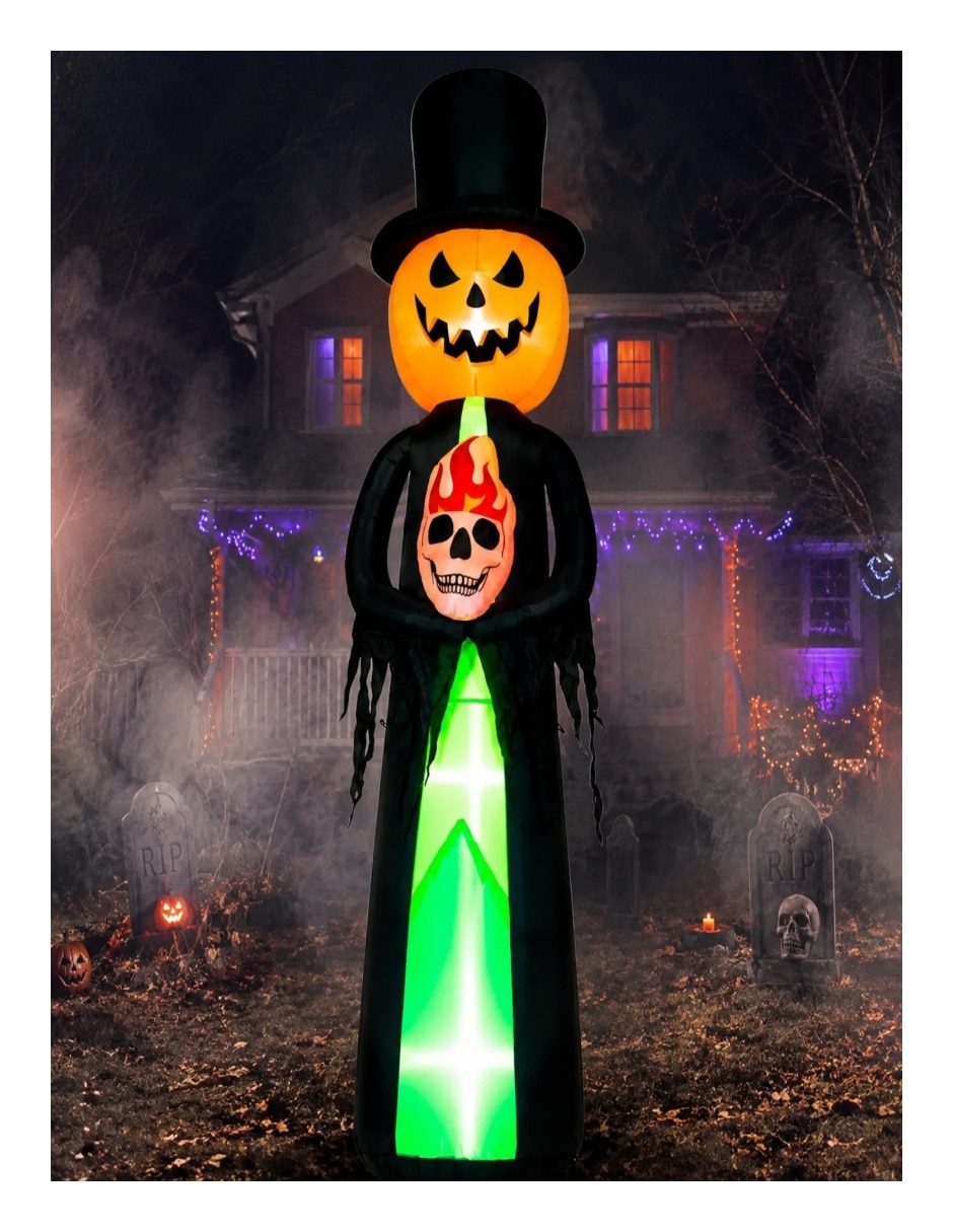 Figura decorativa con forma de calabaza con esqueleto 6