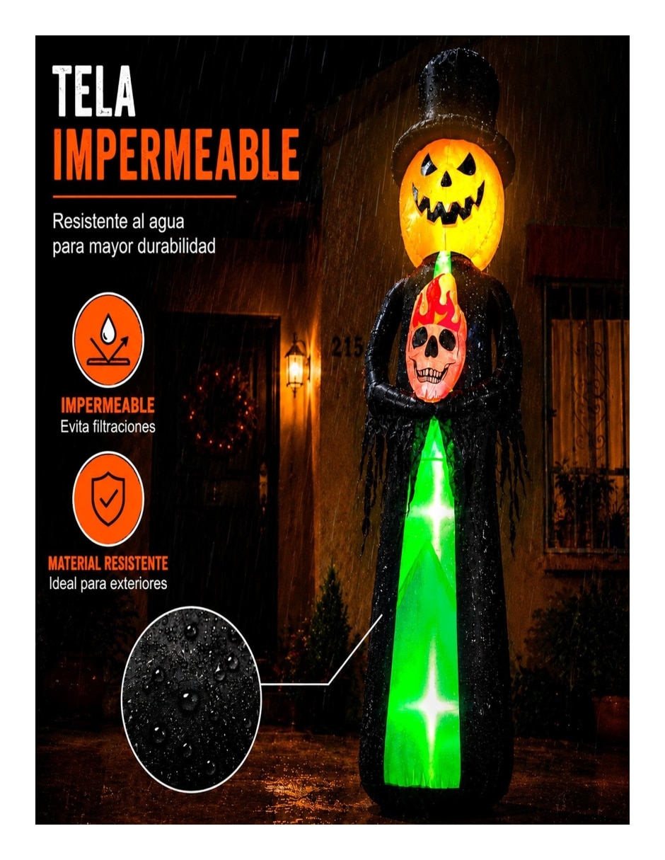 Figura decorativa con forma de calabaza con esqueleto 7