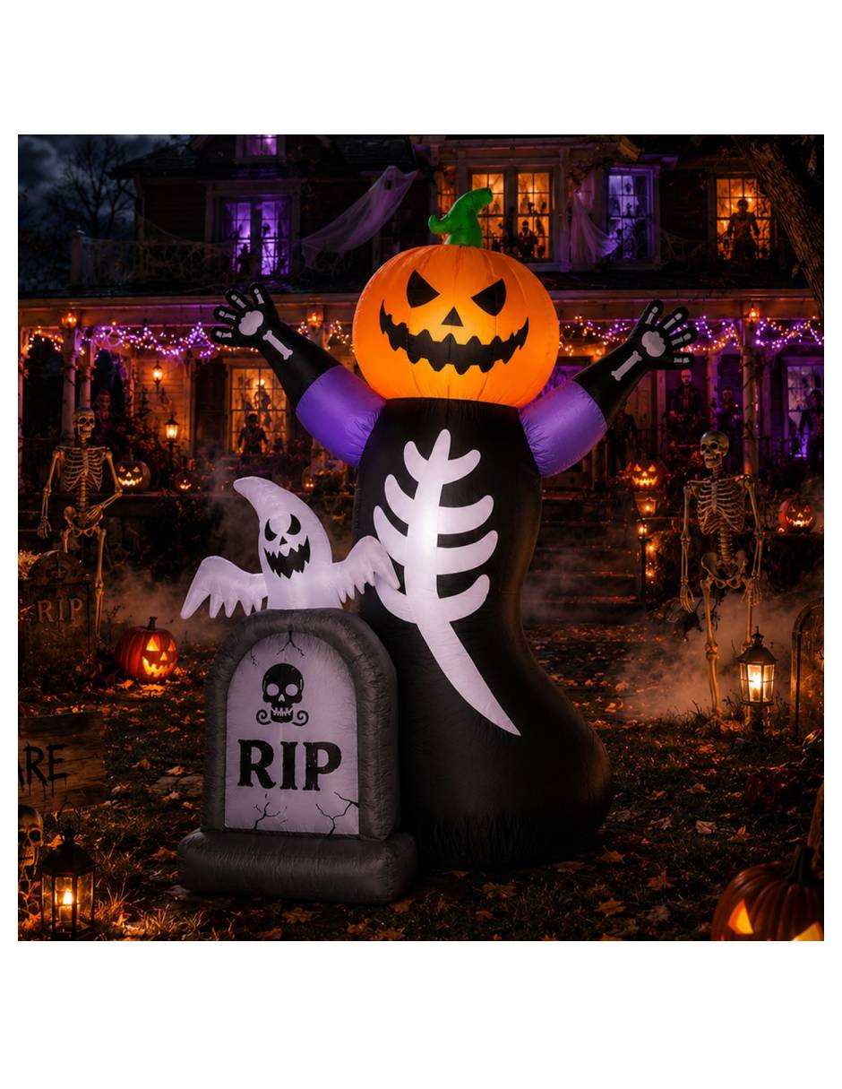 Figura decorativa con forma de calabaza con esqueleto Figura decorativa con forma de calabaza con esqueleto