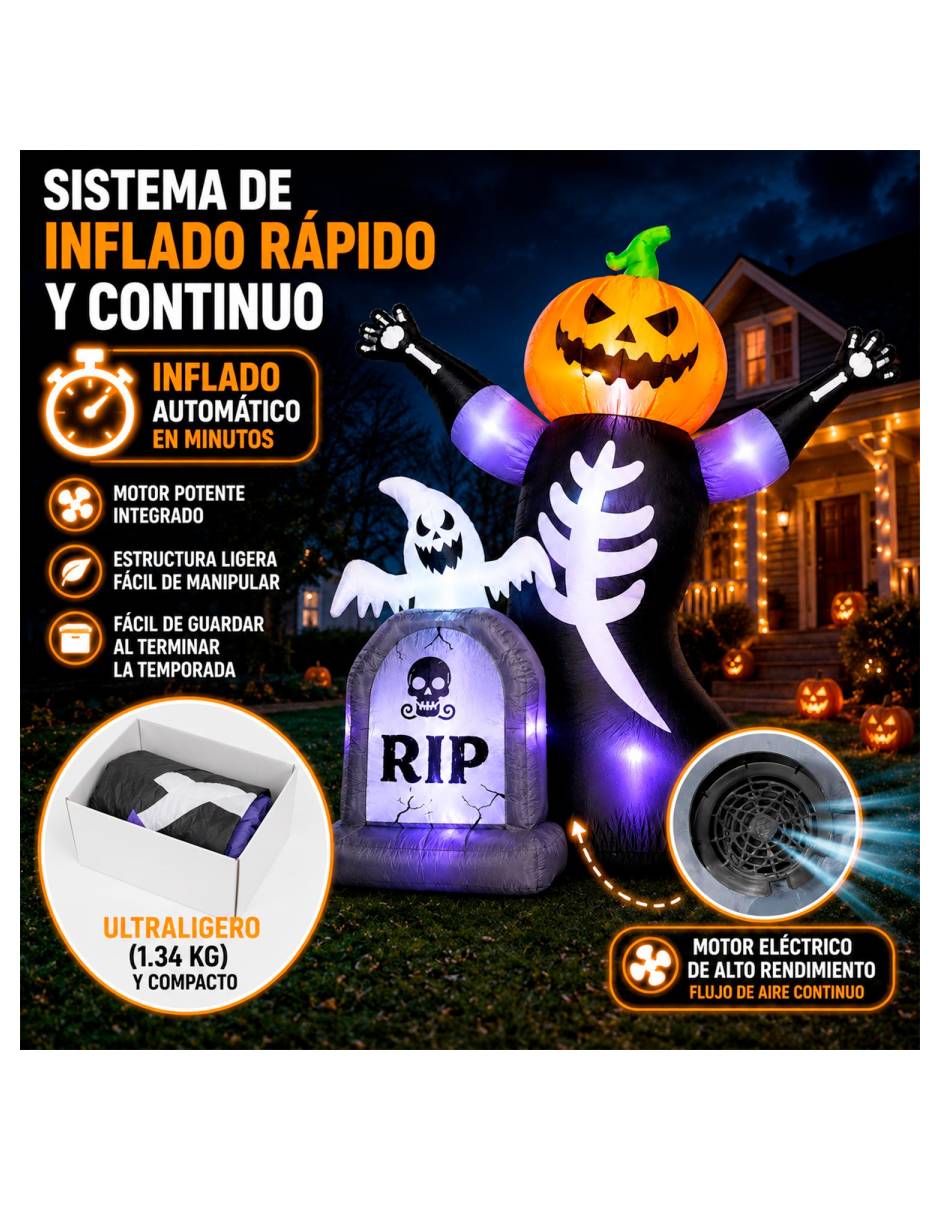 Figura decorativa con forma de calabaza con esqueleto 2