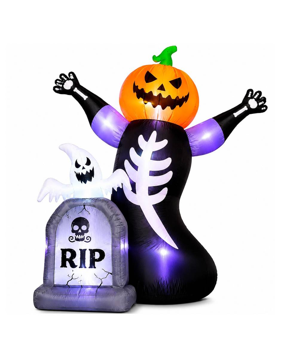 Figura decorativa con forma de calabaza con esqueleto 3