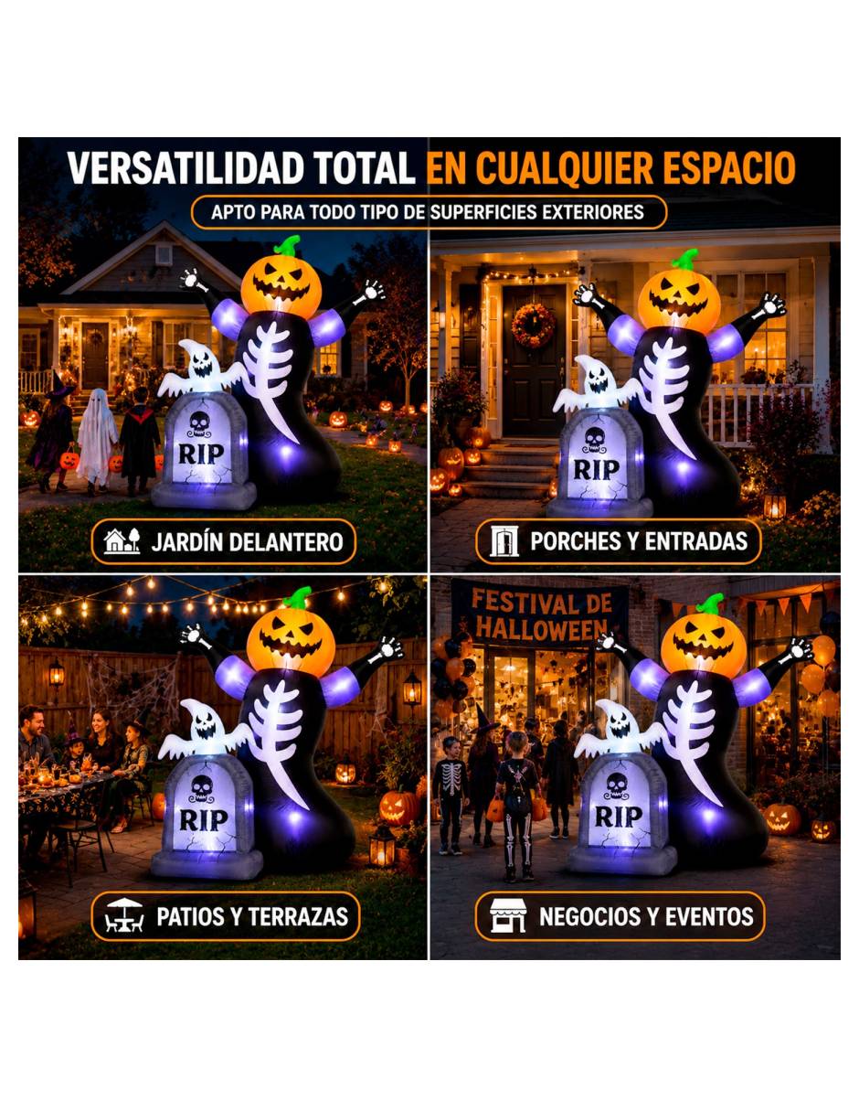 Figura decorativa con forma de calabaza con esqueleto 5