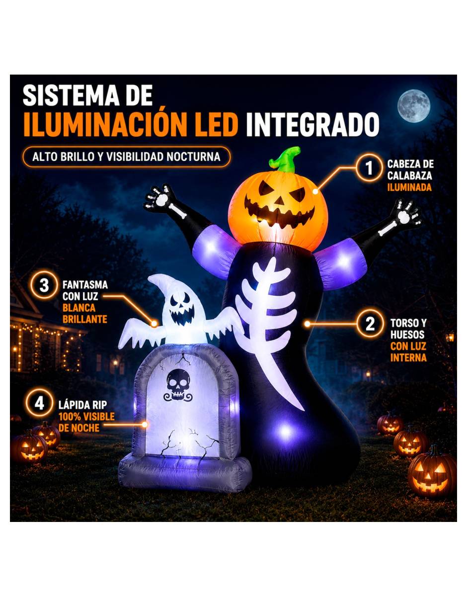 Figura decorativa con forma de calabaza con esqueleto 8