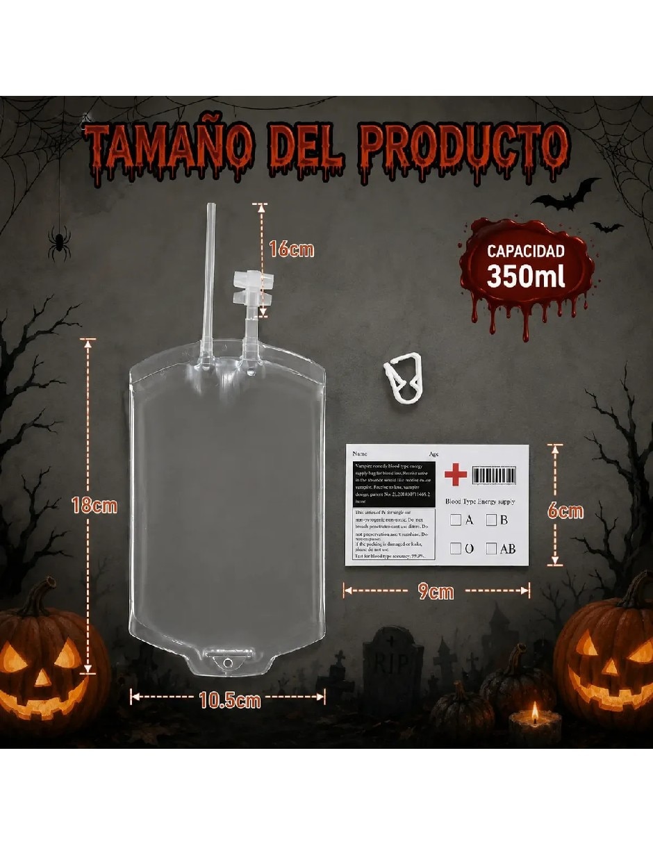 Set de accesorios para disfraz de Set de bolsas de sangre falsa para disfraz o fiesta