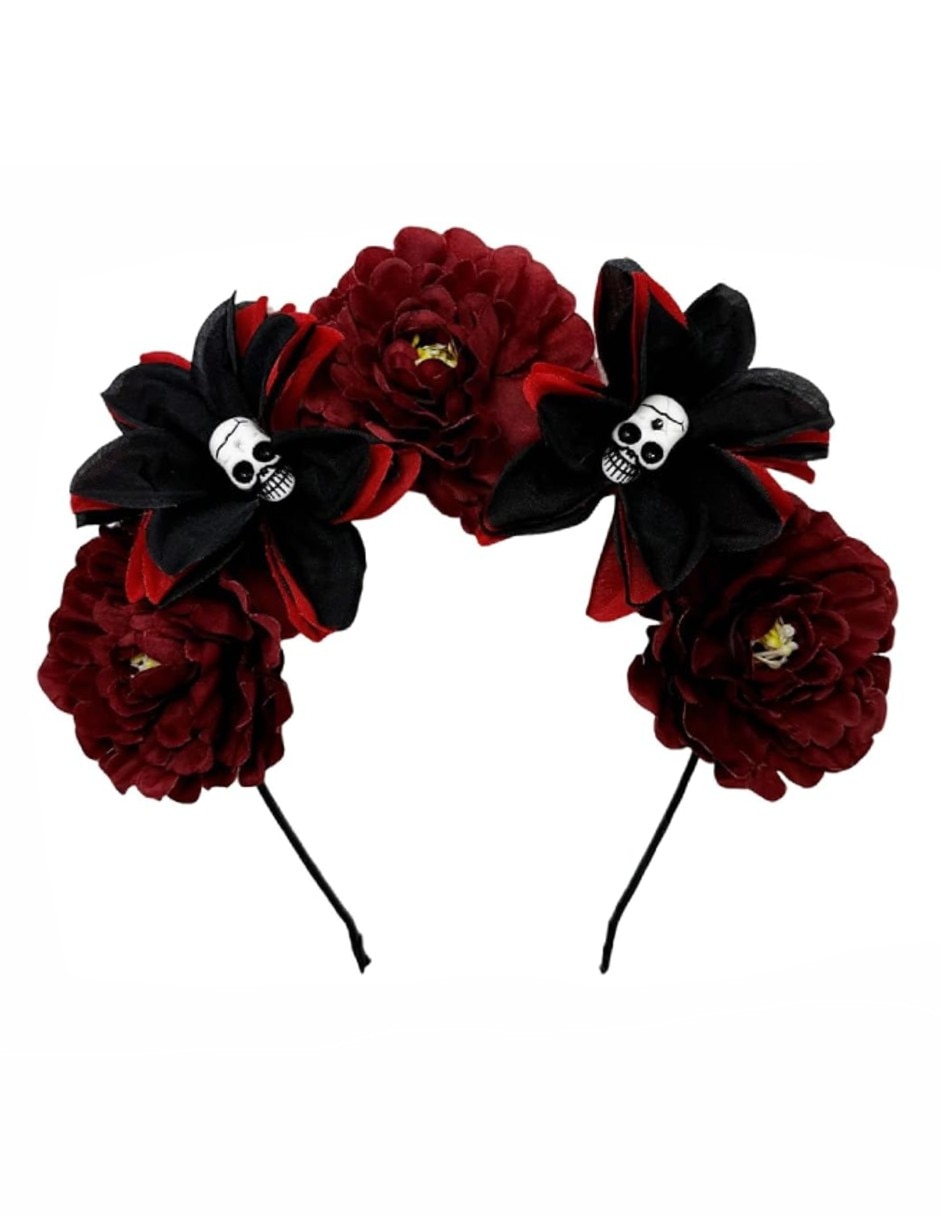 Diadema para disfraz de Diadema floral con calaveras para disfraz Diadema para disfraz de Diadema floral con calaveras para disfraz