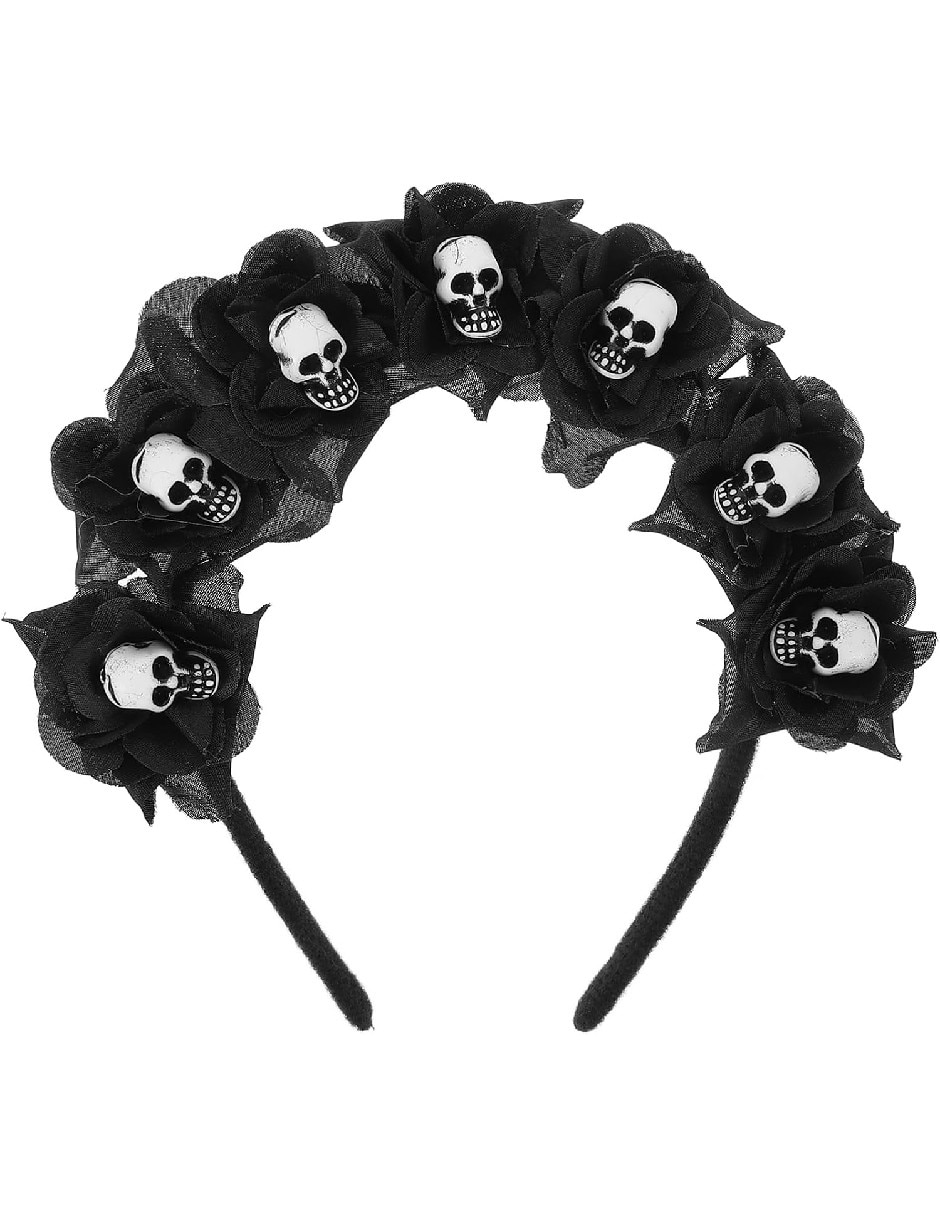 Diadema para disfraz de Diadema de rosas y calaveras para disfraz