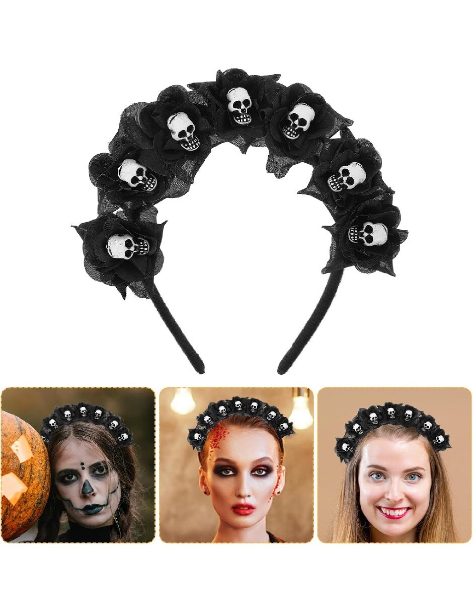 Diadema para disfraz de Diadema de rosas y calaveras para disfraz 2