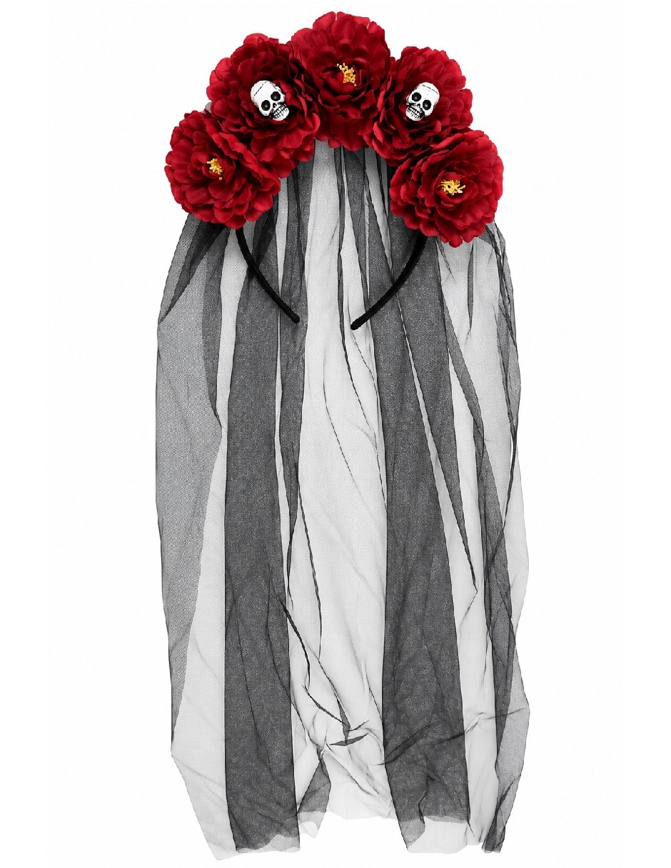 Diadema para disfraz de Diadema de calaveras con velo para disfraz Diadema para disfraz de Diadema de calaveras con velo para disfraz