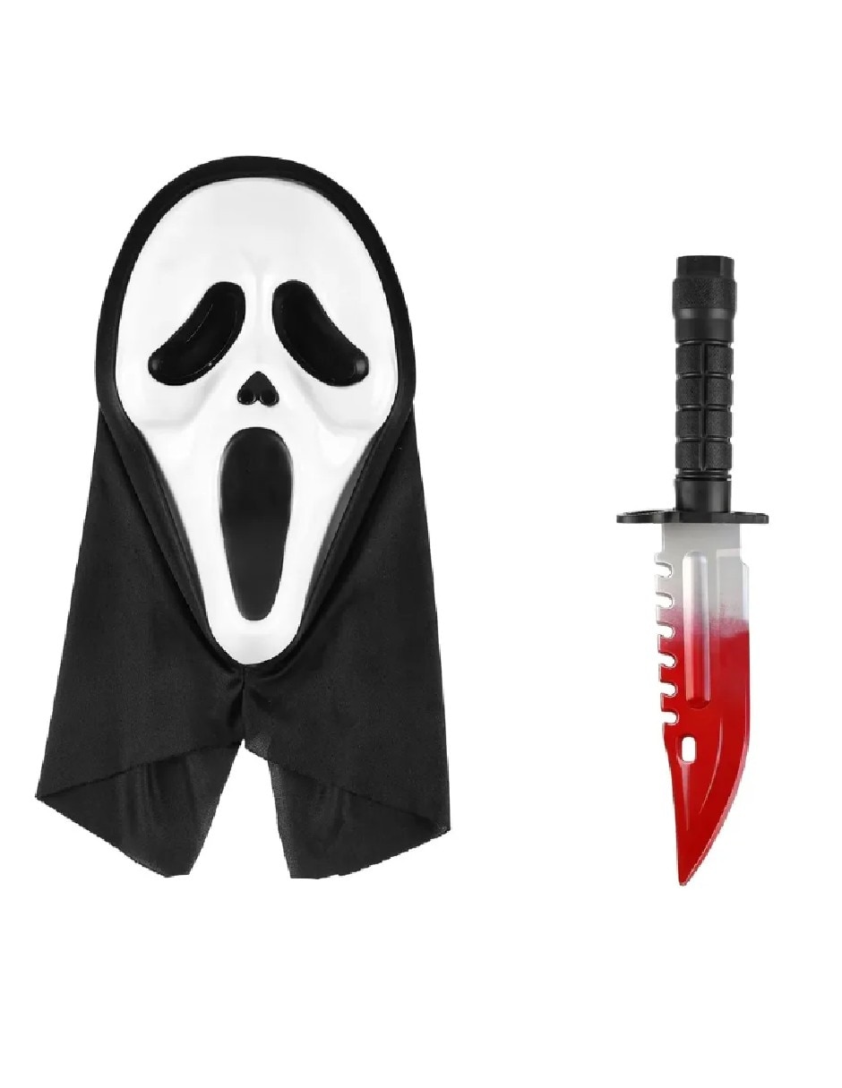 Set de accesorios para disfraz de máscara y cuchillo Ghost face