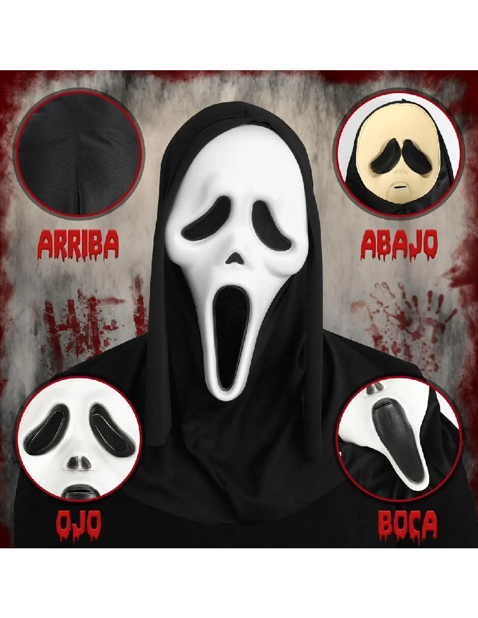 Set de accesorios para disfraz de máscara y cuchillo Ghost face 4