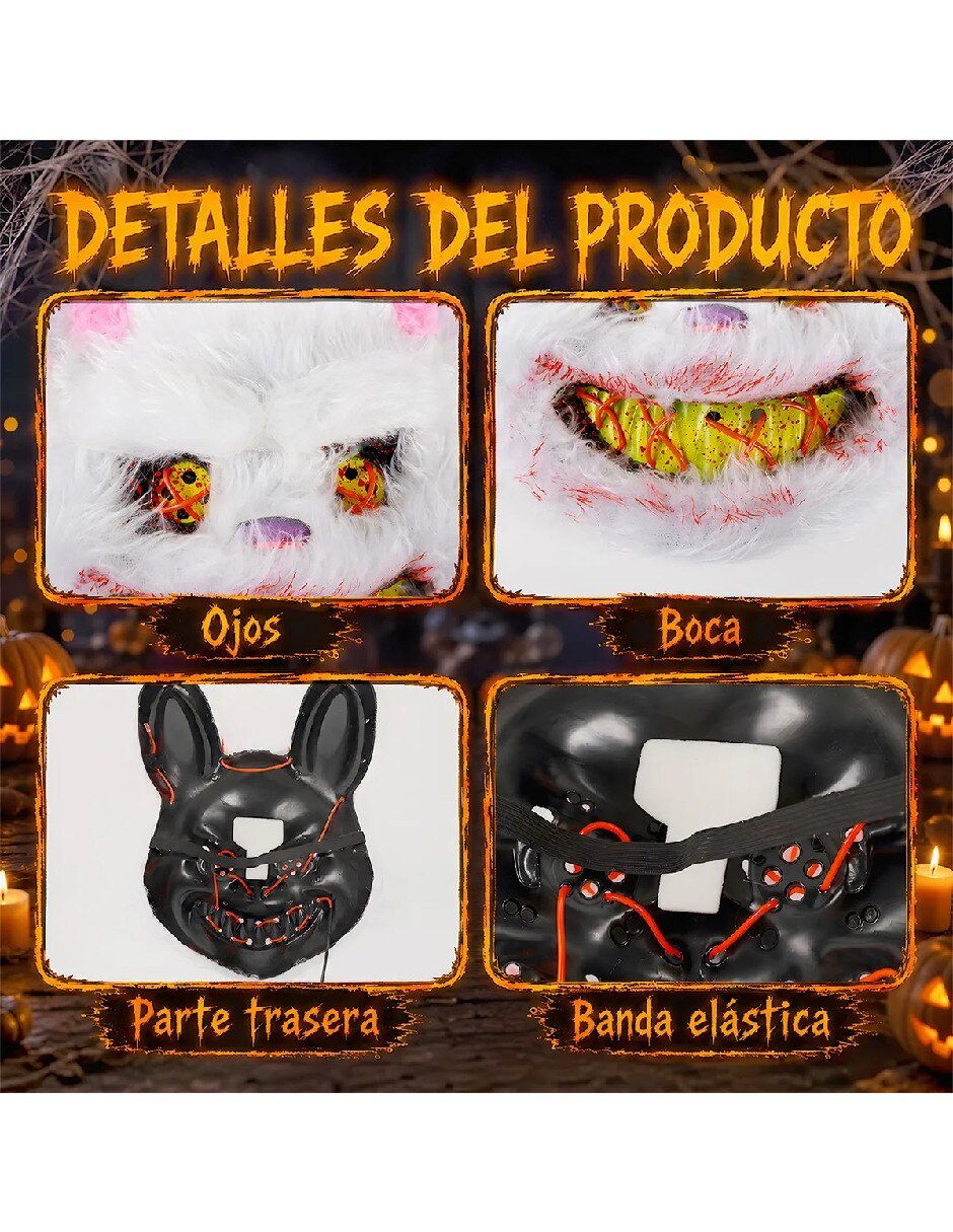 Set de máscaraa para disfraz de oso y conejo led halloween 2
