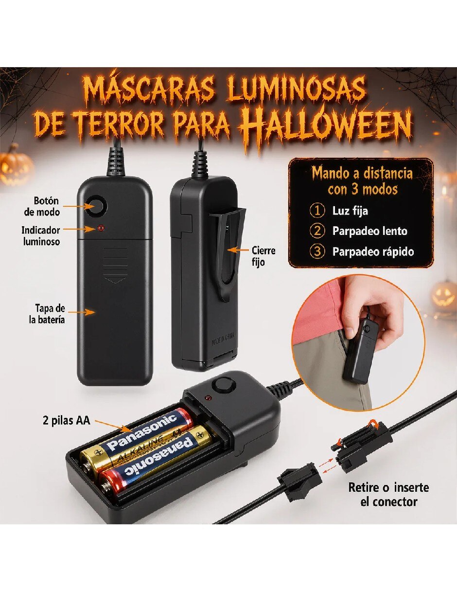 Set de máscaraa para disfraz de oso y conejo led halloween 4