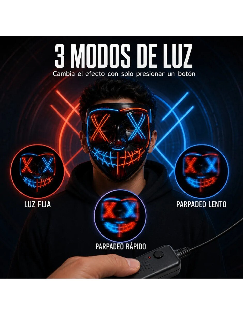 Máscara para disfraz de máscara led de purga 5