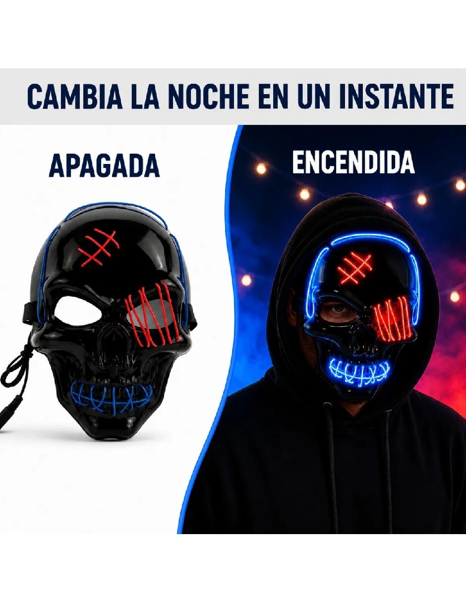 Máscara para disfraz led de calavera 3