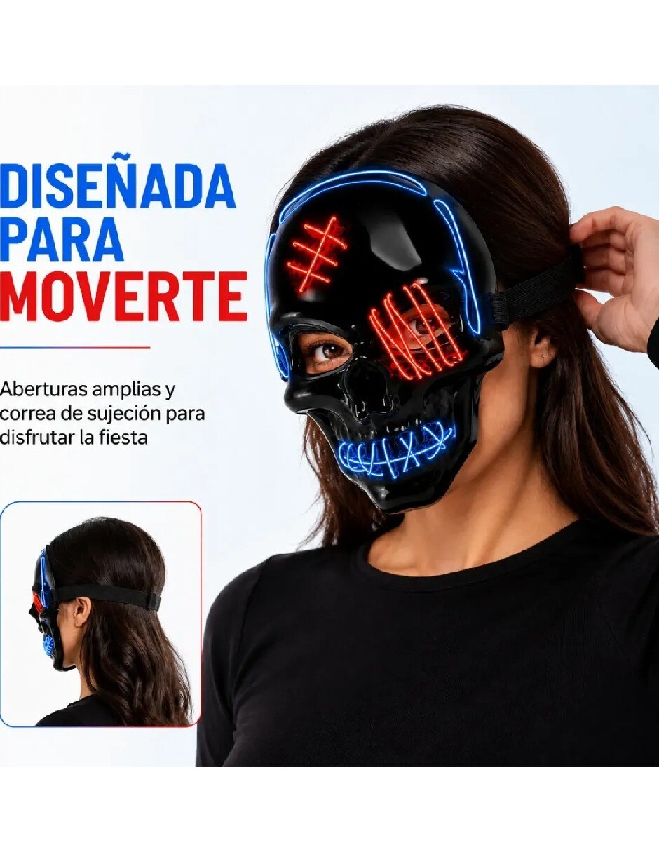 Máscara para disfraz led de calavera 4