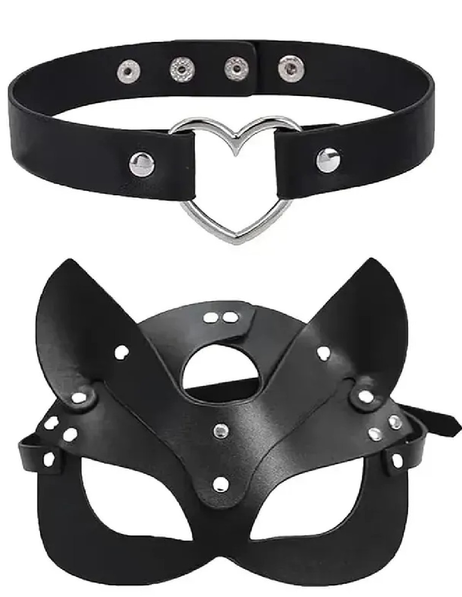 Set de accesorios para disfraz de antifáz y gargantilla Gatúbela