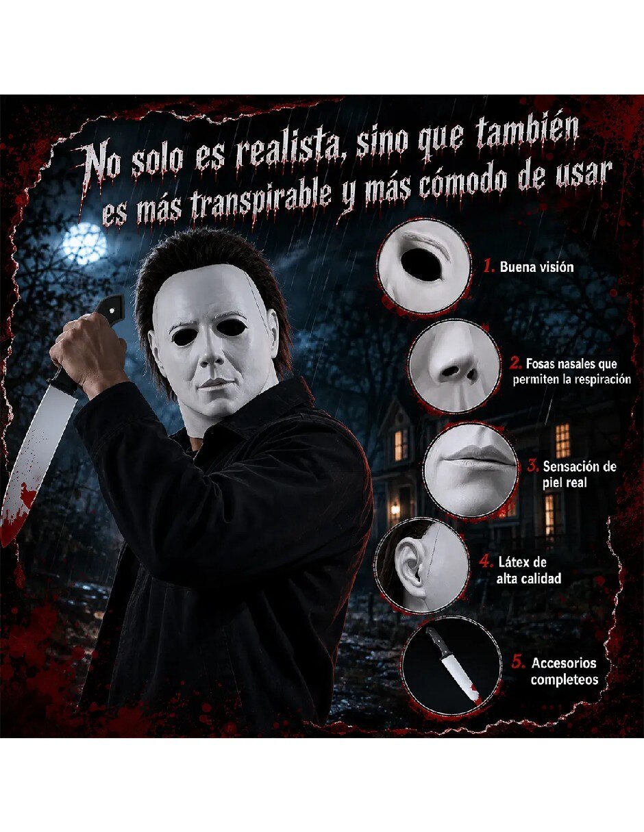Set de accesorios para disfraz máscara de Michael Myers 3