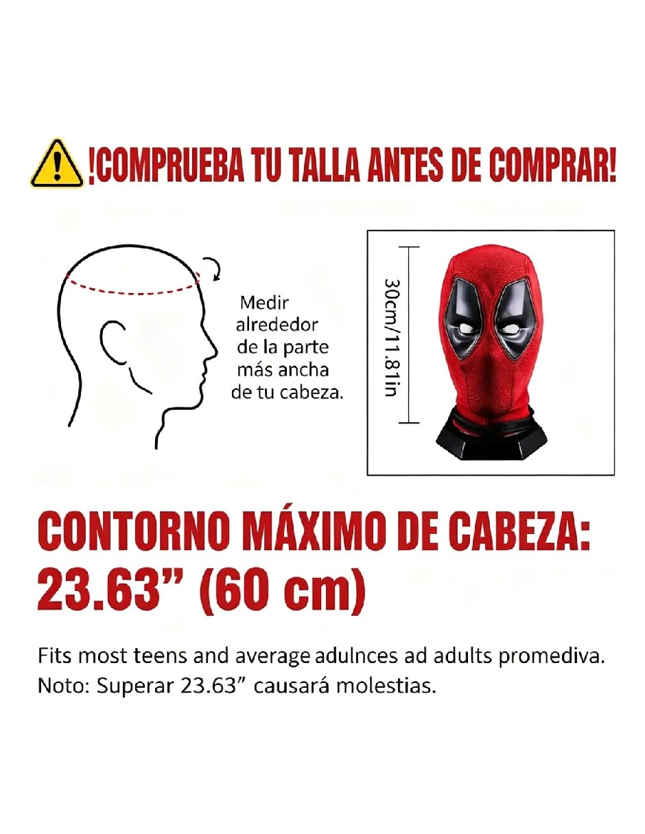 Máscara para disfraz de deadpool 5