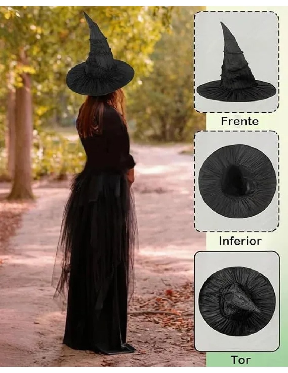 Sombrero para disfraz de Sombrero de bruja estilo remendado 2