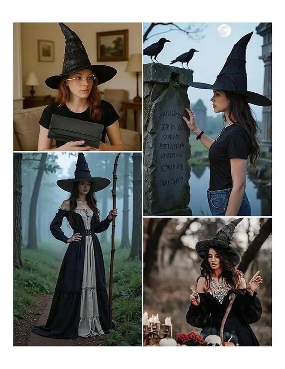 Sombrero para disfraz de Sombrero de bruja estilo remendado 3