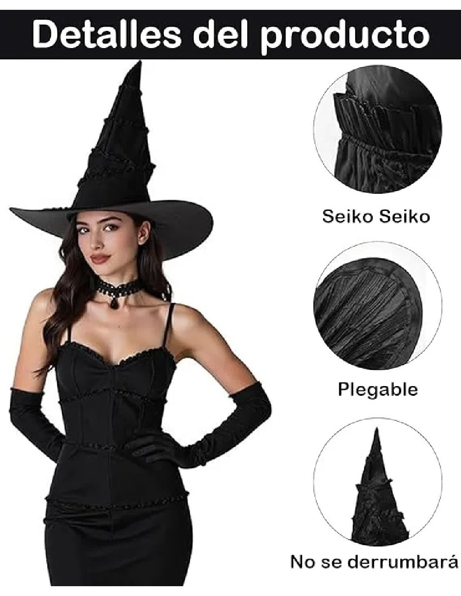 Sombrero para disfraz de Sombrero de bruja estilo remendado 4