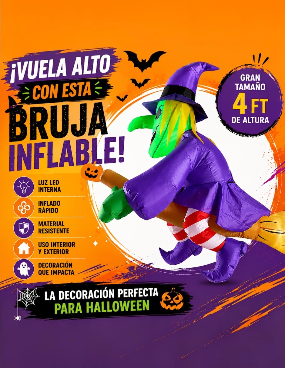 Inflable decorativo forma de bruja 4